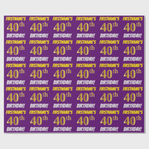 Papel De Presente Roxo, falso/ouro de imitação, "aniversário de 4