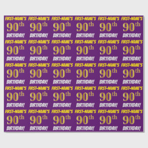 Papel De Presente Roxo, falso/ouro de imitação, do "ANIVERSÁRIO 9