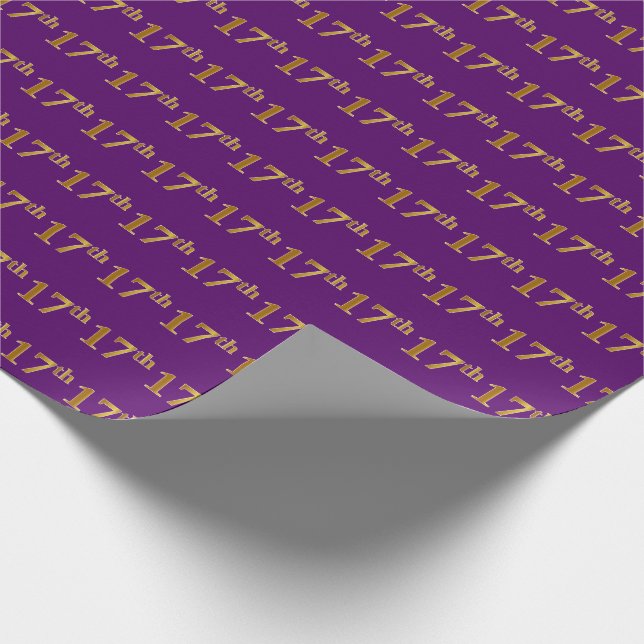 Papel De Presente Roxo, Faux Dourado 17º (17º) Evento (Ponta)