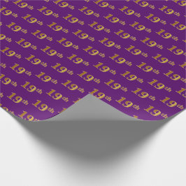 Papel De Presente Roxo, Faux Dourado 19º (Décimo nono) Evento