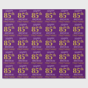 Papel De Presente Roxo, Faux Dourado "85.º ANIVERSÁRIO"