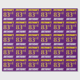 Papel De Presente Roxo, Faux/Imitação Dourada, "83º ANIVERSÁRIO"