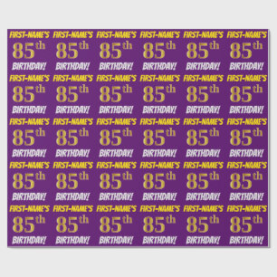Papel De Presente Roxo, Faux/Imitação Dourada, "85.º ANIVERSÁRIO