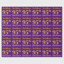 Papel De Presente Roxo, Imitação Dourada "95º ANIVERSÁRIO"