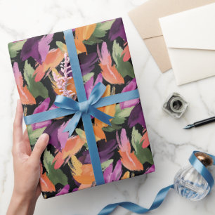 Papel De Presente Roxo Laranja Verde Amarelo Abstrato Aniversário