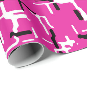 Papel De Presente Roxo Magenta Rosa Preto Branco Padrão Abstrato