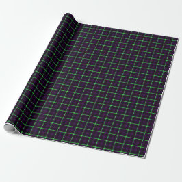 Papel De Presente Roxo Médio e Tartan Verde Neon 02