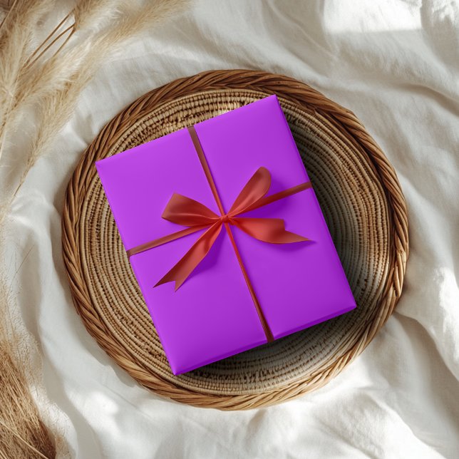 Papel De Presente Roxo Neon Cor Sólida | Clássico | Elegante (Criador carregado)