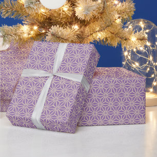Papel De Presente Roxo Oriental Amarelo Asanoha Padrão Japão