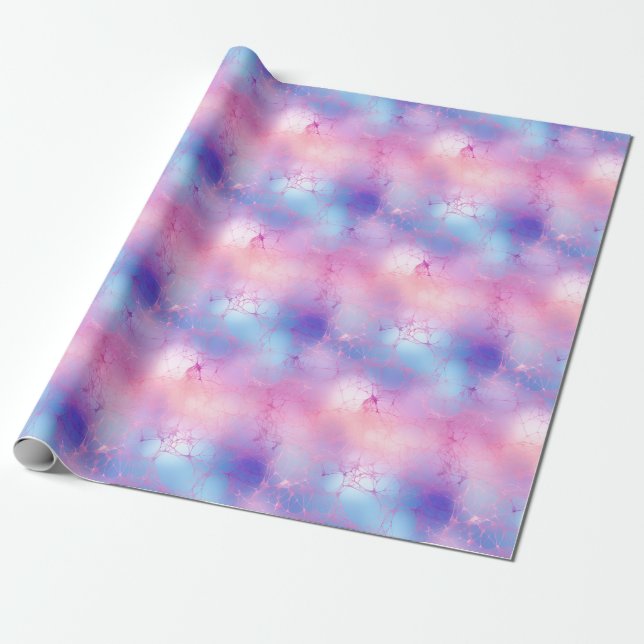 Papel De Presente Roxo Pastel, Azul e Rosa Abstrato (Desenrolado)