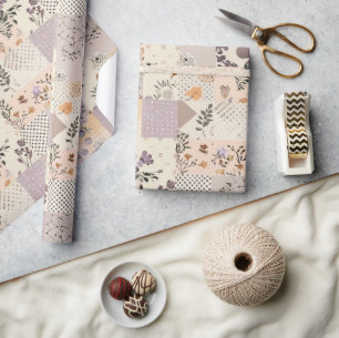Papel De Presente Roxo Pastel Xadrez Terroso Cottagecore 