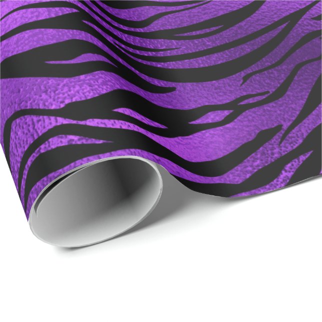 Papel De Presente Roxo-Plum Ametist-Negro-Tigre-Abstrato (Ponta do rolo)