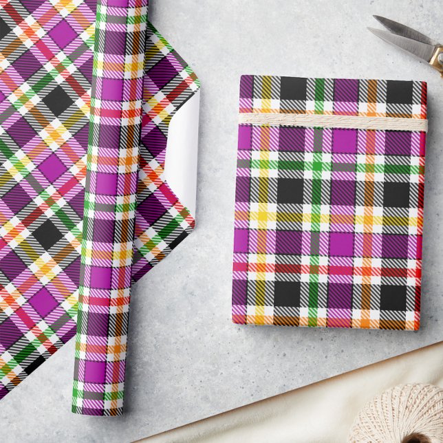 Papel De Presente Roxo Preto Multicolor Flanela Xadrez Tartã (Criador carregado)