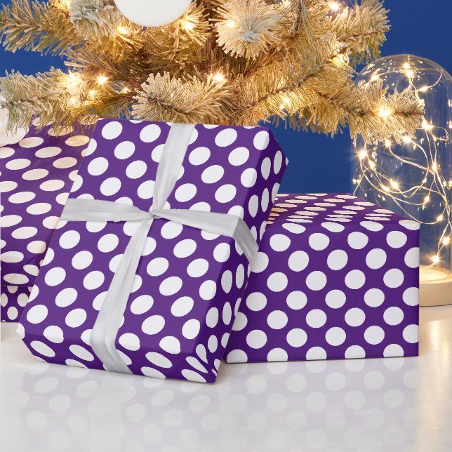 Papel De Presente Roxo Real Pontos Brancos (Feriados)