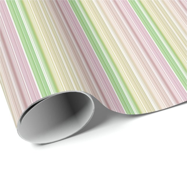Papel De Presente Roxo Rosa Amarelo Verde Listras (Ponta do rolo)