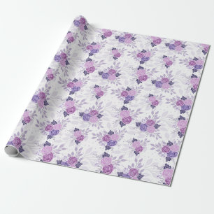 Papel De Presente Roxo Rosa Floral Elegante Feminino Flores