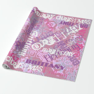 Papel De Presente Roxo Rosa Lilás Nome Padrão Qualquer Ocasião
