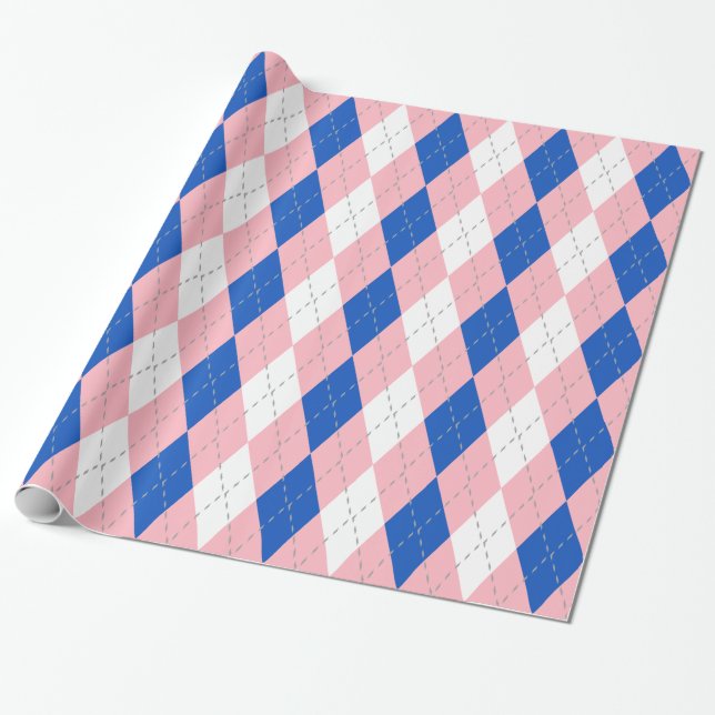 Papel De Presente Roxo Safira Rosa Cinza Escuro Brco XL Argyle (Desenrolado)
