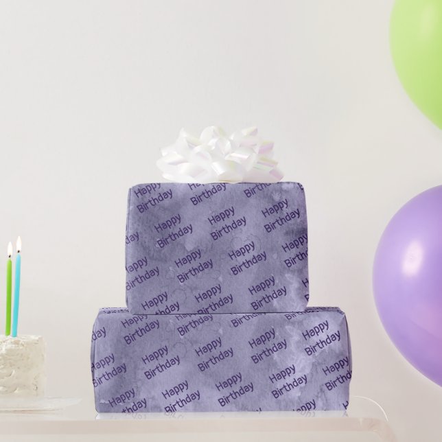 Papel De Presente Roxo Stain Birthday (Presentes para festas)