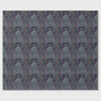 Papel De Presente Roxo Turquesa Dourado Metálico