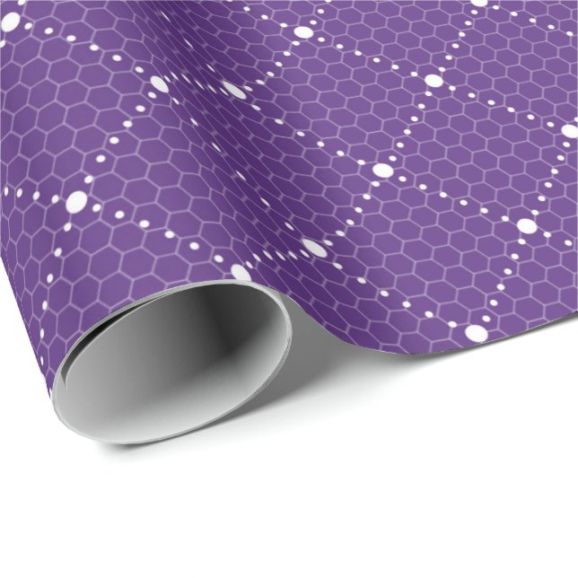 Papel De Presente Roxo Violeta Renda Delicada Treliça Branca Elegant (Ponta do rolo)