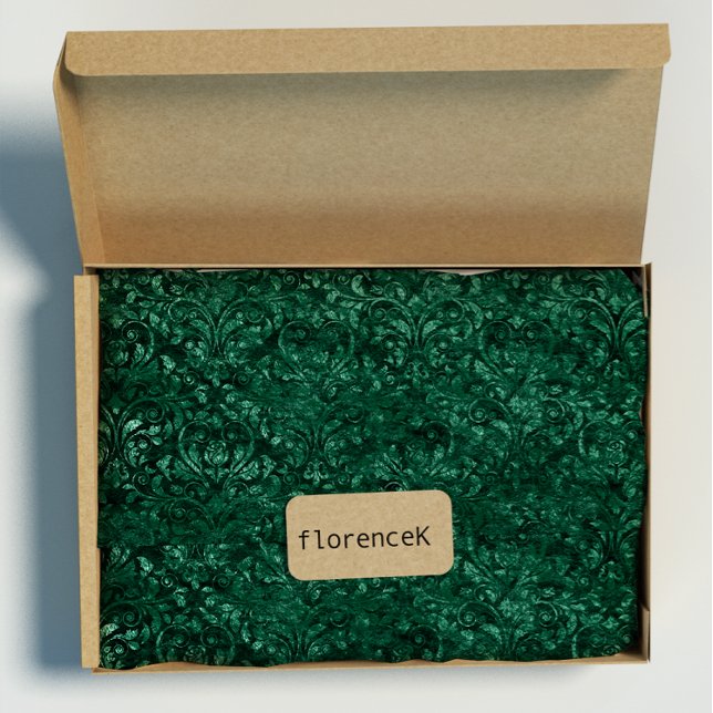 Papel De Presente Royal Damask Esmagou Velvet Deep Emerald Green (Royal Damask Crushed Velvet Deep Emerald Green Wrapping Paper)