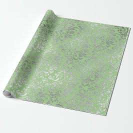 Papel De Presente Royal Wedding Damask Mint Green Silver Vip