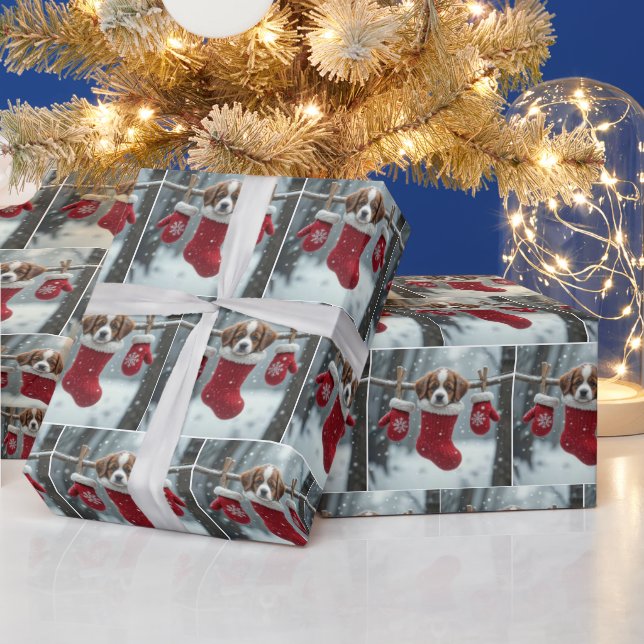 Papel De Presente Rua. Bernard Puppy No Natal (Feriados)