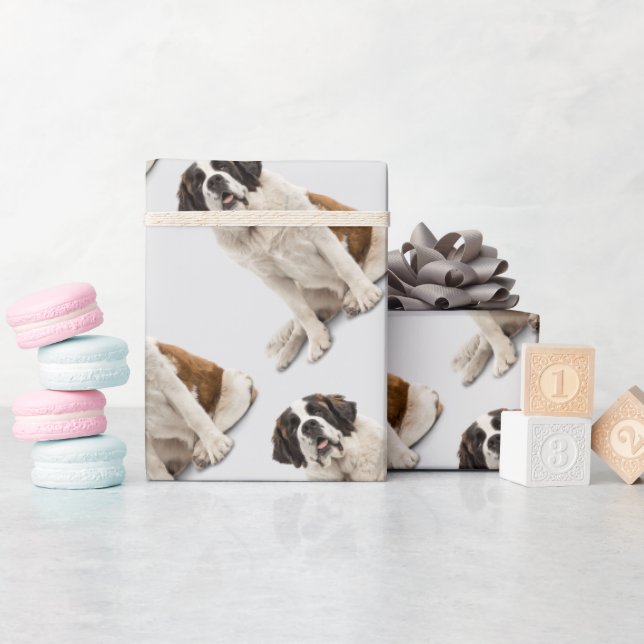 Papel De Presente Rua de Aquarela, Bernard Dog Pet Animal Art (Chá de bebê)