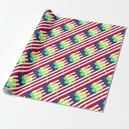 Papel De Presente Rua de Clover do Bandeira Irlandesa Americana Sham