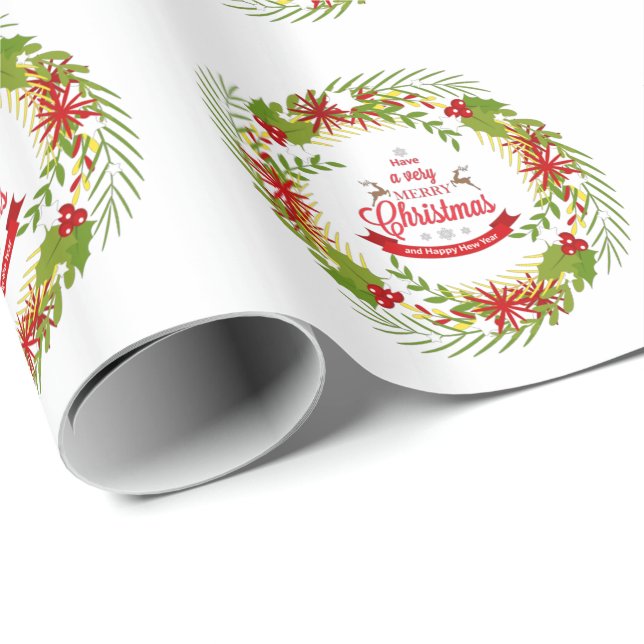 Papel De Presente Rua de Natal com Mistletoe (Ponta do rolo)