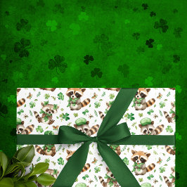 Papel De Presente Rua de Shamrock com chapéu verde de guaxinim giro,