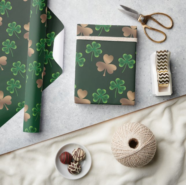 Papel De Presente Rua. Dia de Patrick, Shamrock Verde Vine Irish Par (Artesanato)