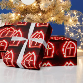 Papel De Presente Rua, dia do Nick, Miter Pattern Sinterklaas