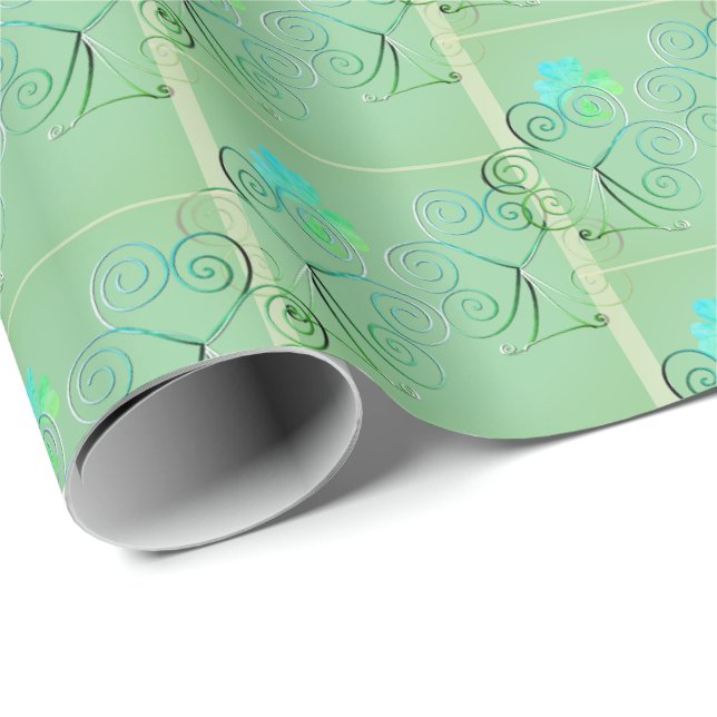 Papel De Presente Rua do dia de Patrick Shamrock Misty Green (Ponta do rolo)