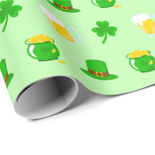 Papel De Presente Rua do dia de Patrick Shamrock Pote do Dourado Nó
