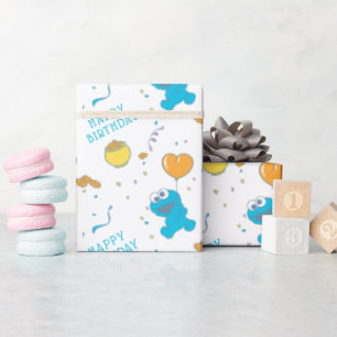 Papel De Presente Rua Sésamo   Aniversário do Monstro Come-Cookies
