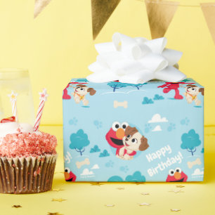 Papel De Presente Rua Sésamo   Padrão Elmo & Tango