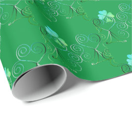 Papel De Presente Rua, Shamrock Curly Green do Dia de Patrick