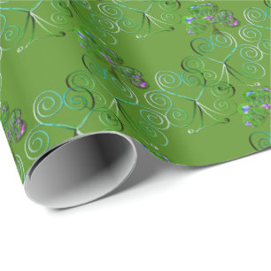 Papel De Presente Rua, Shamrock Curly Green do Dia de Patrick