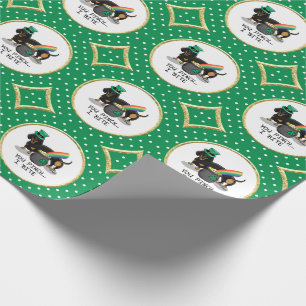 Papel De Presente Ruas engraçadas. Dia de Patrick Dachshund (preto e