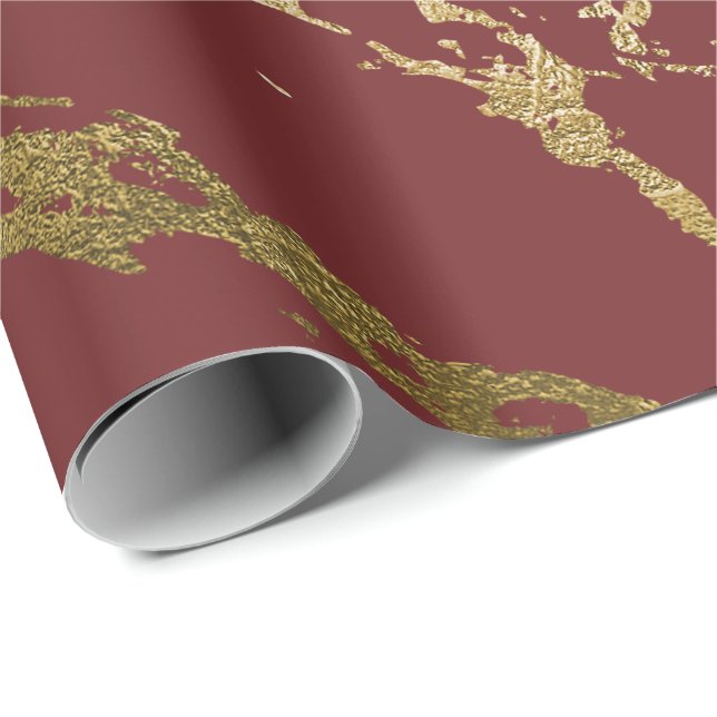 Papel De Presente Rubin Dourado Marble Shiny Glam Abstrato VIP (Ponta do rolo)