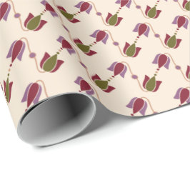 Papel De Presente Rúbrica Antiga, Latão, Bronze e Flores de Fúcsia
