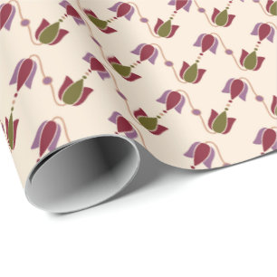 Papel De Presente Rúbrica Antiga, Latão, Bronze e Flores de Fúcsia