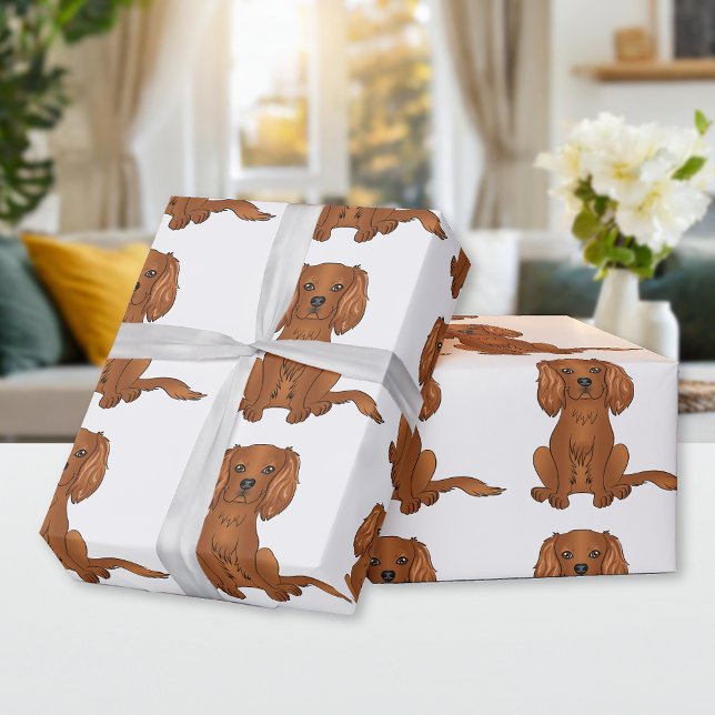 Papel De Presente Ruby Cavalier King Charles Spaniel Pattern (Criador carregado)
