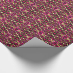 Papel De Presente Ruby Dourada Gemstone Patterno Chic Festivo Elegan