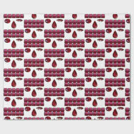 Papel De Presente Ruby Gemstone Face Pattern Red Wrapper