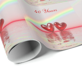 Papel De Presente Ruby Hearts do 40º aniversário