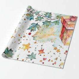 Papel De Presente Ruby Red Winter Ornament Wrap