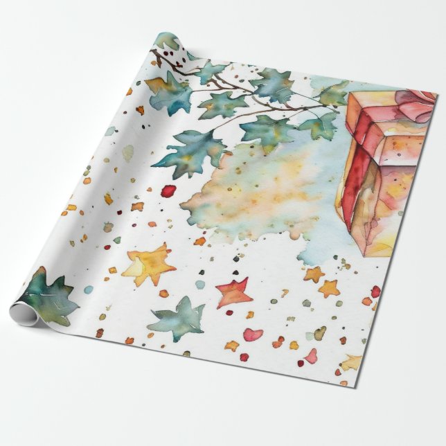 Papel De Presente Ruby Red Winter Ornament Wrap (Desenrolado)